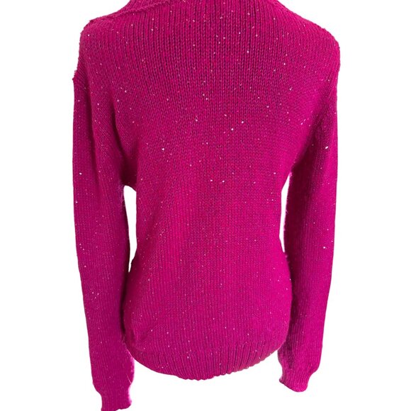Aeropostale Women's Sparkly Fuchsia Pink Long Sleeve Scoop Neck Sweater Size M - Picture 7 of 11